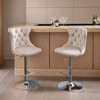 Modern Velvet Counter Height Swivel Bar Stools Chairs, Height-Adjustable Upholstered Barstools with Silver Legs, Set of 2 - Leovsnove - 3 of 4