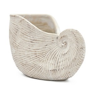 VisioGear Sand and Cement Conch Shell Planter with Textured Beige Finish, Modern Design for Indoor and Outdoor Spaces, Beige, 11.5"*6.7"*7.7" - 1 of 4