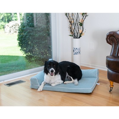 Medium Blue Orthopedic Polyester Pet Bed with Bolster
