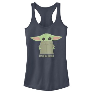 Juniors Womens Star Wars: The Mandalorian The Child Cartoon Shy Racerback Tank Top - 1 of 4