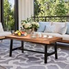 VINGLI Outdoor Wooden Coffee Table, Metal Frame Heavy Duty Patio Coffee Table for Outside, All Weather Solid Wood Low Outdoor Table for Balcony Porch - 2 of 4