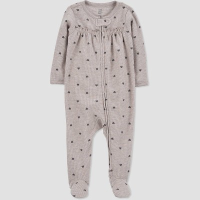Carter's Just One You® Baby Girls' Heart Interlock Footed Pajama - Beige Newborn