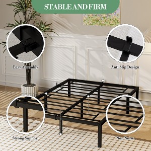 Twin/Full/Queen/King Size Metal Platform Bed Frame – Metal Slat Support, No Box Spring Needed, Noise-Free Design, Easy to Assemble - 1 of 4