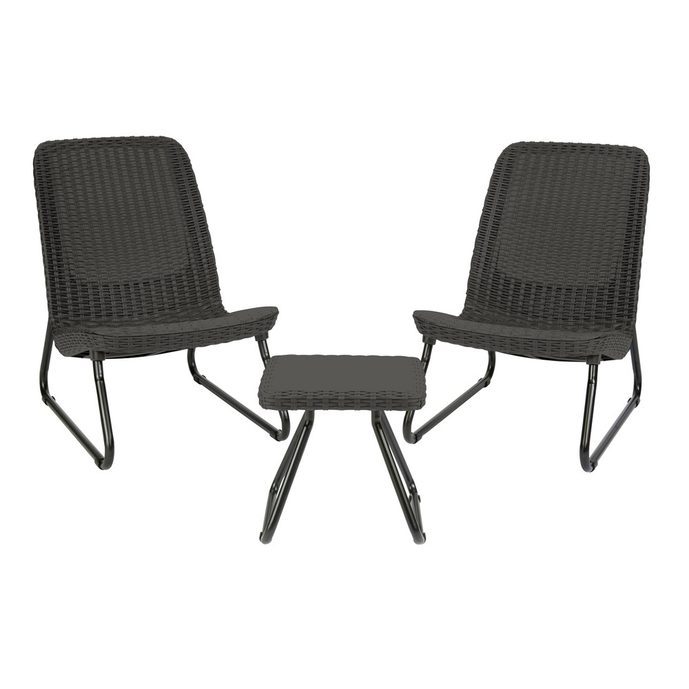 Rio All Weather Patio Garden Conversation Set 3pc Gray Keter