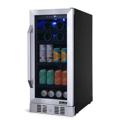 Black Stainless Steel 27" Freestanding Wine and Beverage Fridge with Interior Lighting