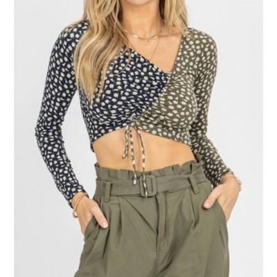 Women's ASYMMETRIC SHIRRED TIE CROP - ENDLESS BLU.