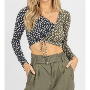 Women's ASYMMETRIC SHIRRED TIE CROP - ENDLESS BLU. - 1 of 4