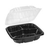 Pactiv Evergreen EarthChoice Vented Dual Color Microwavable Hinged Lid Container, 33oz, 8.5x8.5x3, 3-Compartment, Black/Clear, Plastic, 150/CT - 2 of 4