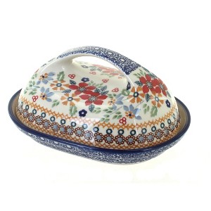 Blue Rose Polish Pottery M077 Manufaktura Butter Dish - 1 of 2