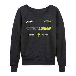Women's - Star Wars - The Mandalorian Mando Jersey Lightweight French Terry Wide Neck Long Sleeve Graphic Shirt - 1 of 4