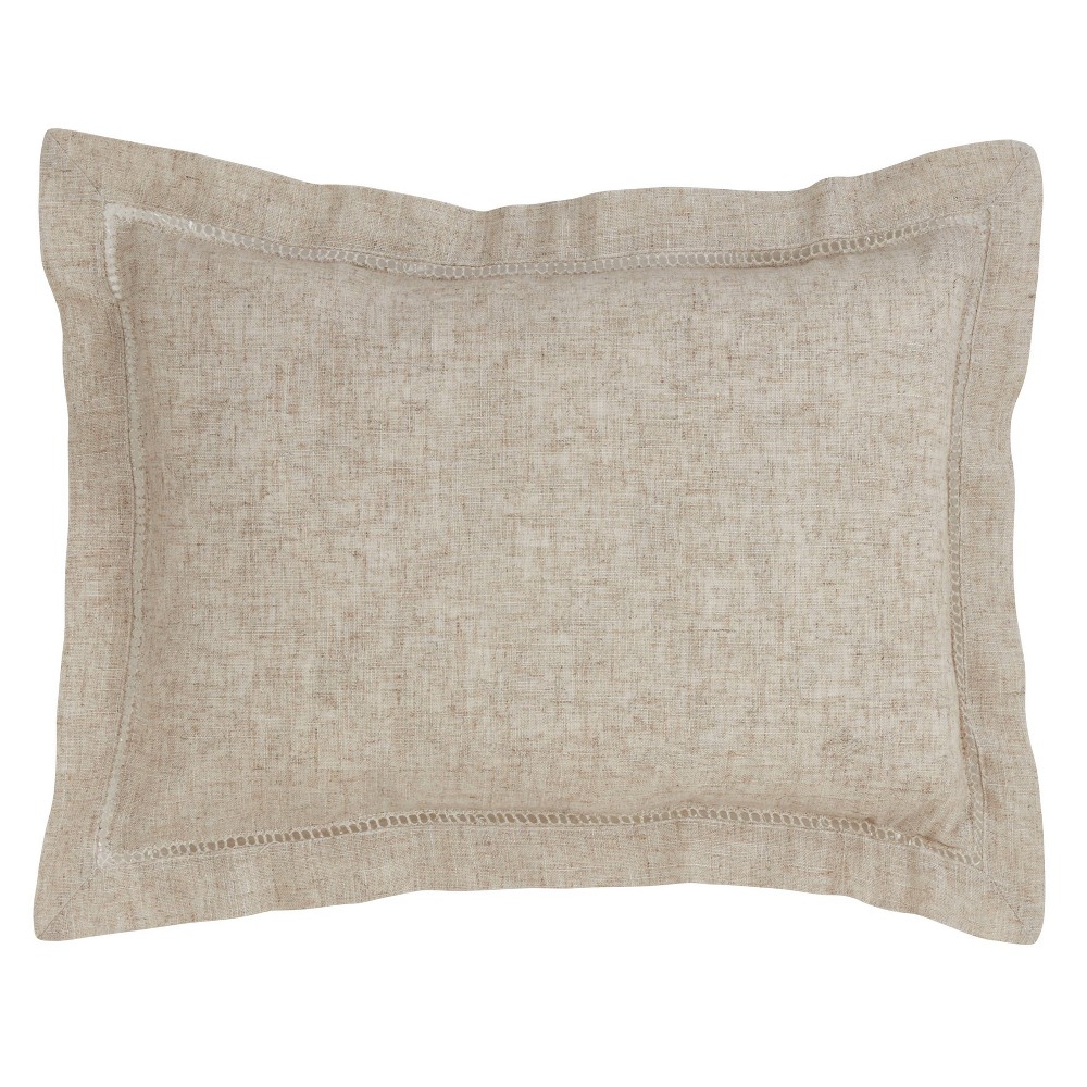 Photos - Pillow 14"x20" Oversize Down Filled Hemstitch Lumbar Throw  Natural - Saro