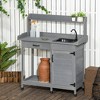 Aghana Digitals Outdoor Fir Wood Potting Bench with Removable Sink, Faucet, Storage Cabinet, Drawer - 2 of 4
