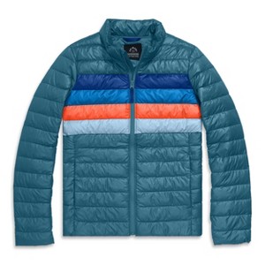 Primary Adult Puffer Jacket In Stripe (Women's Fit) in Navy Bold Rainbow - 1 of 2