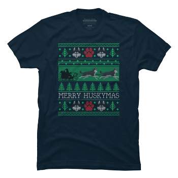 Men's Design By Humans Christmas Siberian Husky Dog Funny Husky Ugly Christmas Sweater By pahari T-Shirt