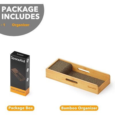 Small Bamboo Knife Drawer Organizer with Cork Dividers