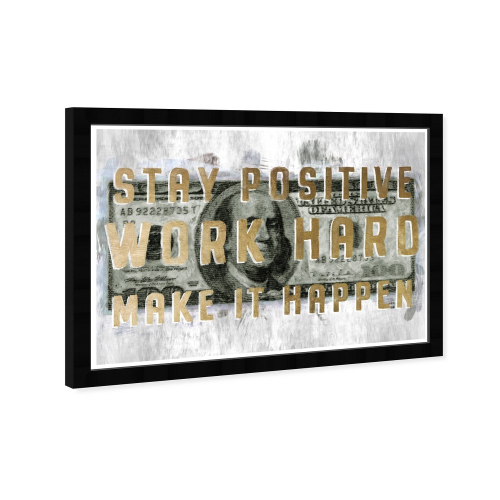 Photos - Other interior and decor 19" x 13" Make it Happen Motivational Quotes Framed Wall Art Gold - Hatche
