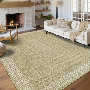 Garvee Area Rug Geometric Bordered Rugs for Living Room Washable Braided Print Carpet - 1 of 4