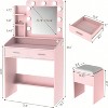 Vanity Desk with Mirror, Lights, Power Outlet, 3 Lighting Modes, 2 Drawers - 3 of 4