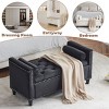 Storage Bench,44.5-Inch Queen Velvet Button Bedside Bench,Entryway Living Room with Armrests,Nailhead Trim Upholstered Bedroom Bench-Cuddlewood - 3 of 4