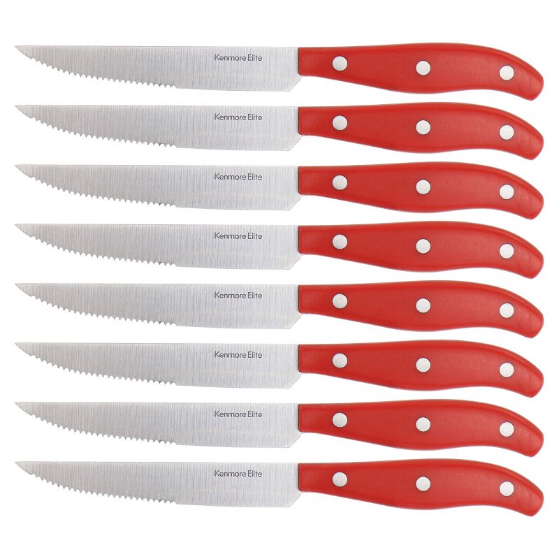 Kenmore Elite 18 Piece Stainless Steel Cutlery and Wood Block Set in Red, 4 of 9