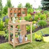 Tangkula Garden Work Bench, Wood Potting Station w/ Bottom Shelves & Top Compartments Solid Fir Wood Structure - 2 of 4