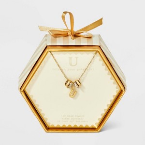 14K Gold Dipped Cubic Zirconia Rondelle Initial Necklace - A New Day™ Gold - 1 of 4