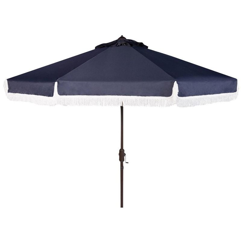 Milan Fringe 9Ft Crank Push Button Tilt Patio Outdoor Umbrella  - Safavieh, 1 of 2
