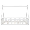 PAGED Twin Size Floor Bed Tent-Shaped Modern Pine Bed Frame with Guardrail and Opening for Bedroom - 3 of 4