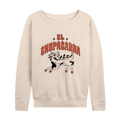 Women's - Instant Message - El Chupacabra Lightweight French Terry Wide Neck Long Sleeve Graphic Shirt