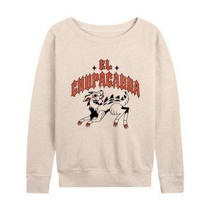 Women's - Instant Message - El Chupacabra Lightweight French Terry Wide Neck Long Sleeve Graphic Shirt - 1 of 4