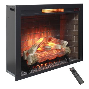 NAYSAYE Indoor Fireplace Insert Real Flame Style Fireplace for Warm Living Room , Black, 35.1"*9.4"*27" - 1 of 4