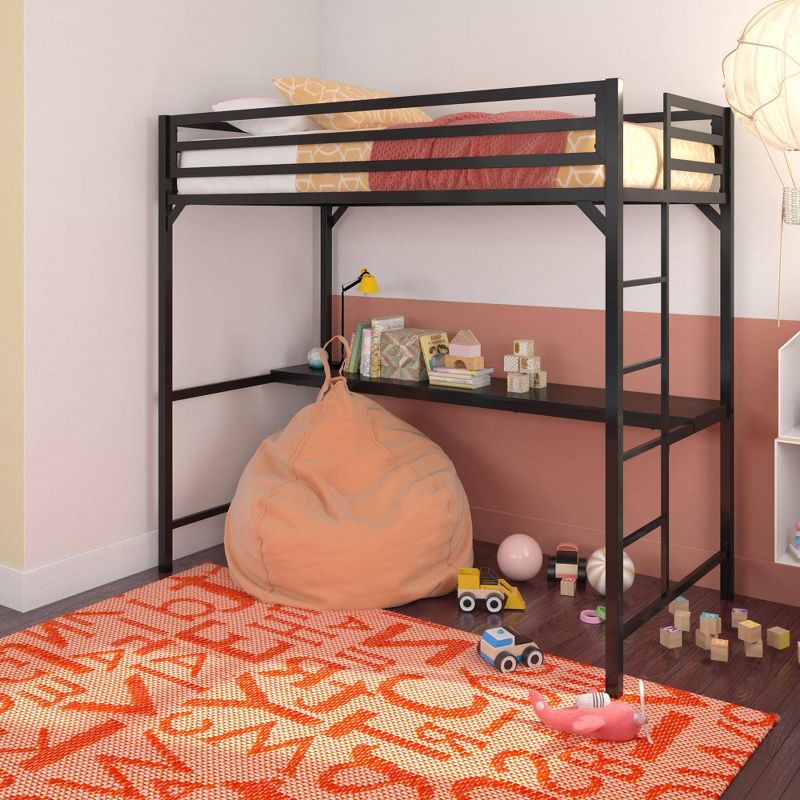 Twin Max Kids&#39; Metal Loft Bed with Desk Black - Room &#38; Joy, 4 of 11