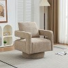 CAVINAS 29.13" W Square Swivel Accent Chair, Upholstered Barrel Lounge Chair with Open Back, 360 Degree Rotation, Removable Back Cushion - 2 of 4