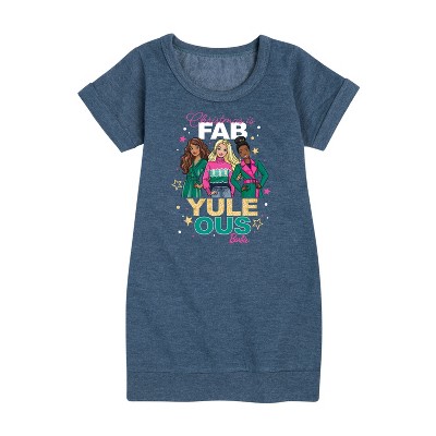 - Barbie - Holidays & Christmas Graphic Short Sleeve Fleece Dress