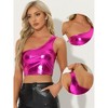 INSPIRE CHIC Women's Metallic Cropped One-Shoulder Party Cropped Holographic Tank Tops - 2 of 4