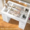 USIKEY Vanity Desk with Large Lighted Mirror and Power Outlet, 46" Makeup Vanity with 9 Drawers and Glass Desktop,12 LED Lights - 4 of 4
