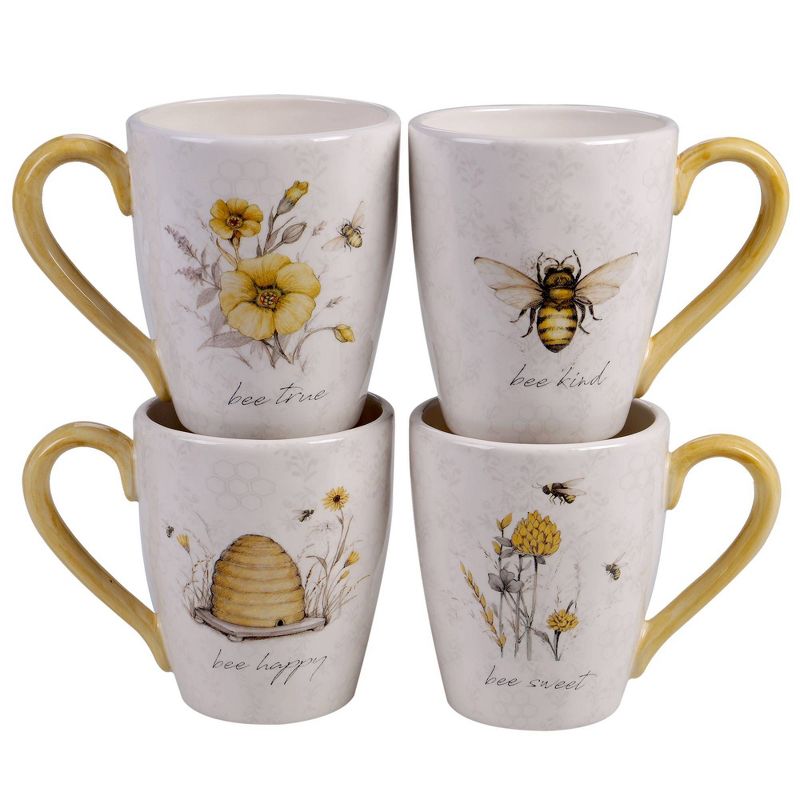 22oz 4pk Earthenware Sweet As A Bee Mugs - Certified International, 1 of 3