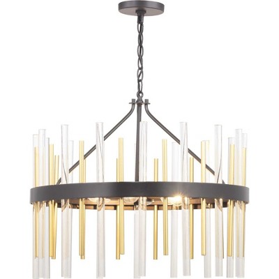 Orrizo Black and Gold 6-Light Drum Chandelier with Clear Glass