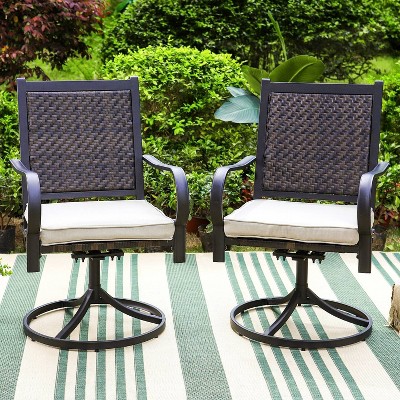 Rattan Wicker 360 Swivel Patio Dining Chairs - Captiva Designs