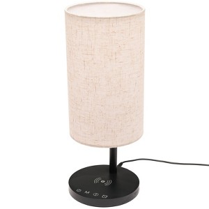 Excello Brands Wellness Series 5-Touch Fabric Shade LED Desk Lamp, 14", Black - 1 of 4