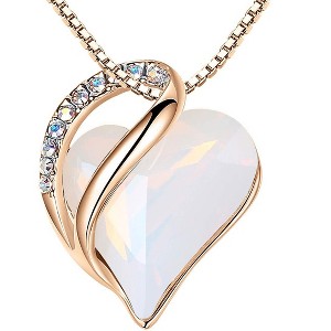 Leafael 18K Rose Gold Plated Love Heart Pendant Necklace with Healing Stone Crystal Jewelry Gifts for Women, 18"+2" - 1 of 4