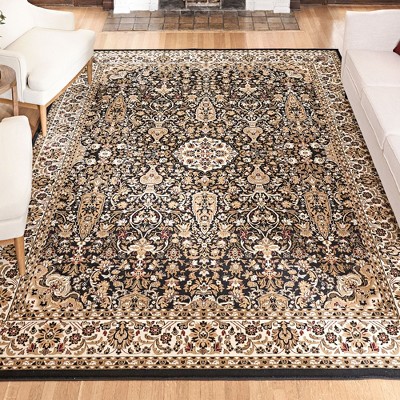Majestic Vernon Black and Beige Synthetic Rectangular Area Rug