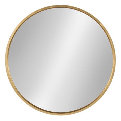 26" X 26" Travis Round Wood Accent Wall Mirror Gold - Kate And Laurel All Things Decor : Target