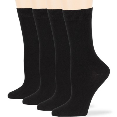 Women Cotton Solid Dress Socks - 4 Pack - Black, Brown, Blue, Grey, Beige  Khaki Shoe Size 5-9 M, 8-12 L | 7BIGSTARS KINGDOM