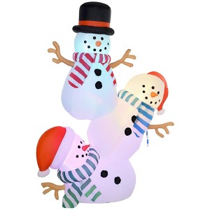 NAYSAYE 8FT Three Stacked Snowmen Inflatable Christmas Decoration Festive Holiday Yard Display for Home Garden, Multicolor, 70.9"*31.5"*98.4" - 1 of 4