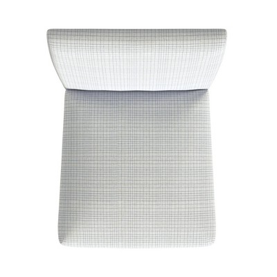 Cream Mini Grid Pattern Upholstered Counter Height Barstool with Wood Legs