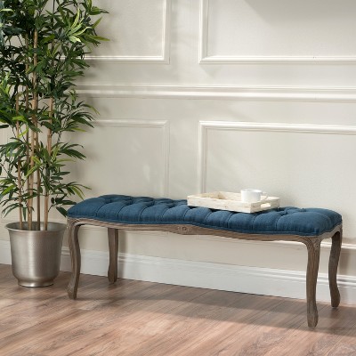 GDFStudio Jamison French Country Tufted Upholstered Rubberwood Bench