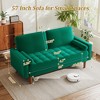 Dyonery 57" Small Loveseat Sofa, Comfy Velvet Mini Love Seat Couches with Throw Pillow for Small Spaces, Tool-Free Setup Sofa Couch - 2 of 4