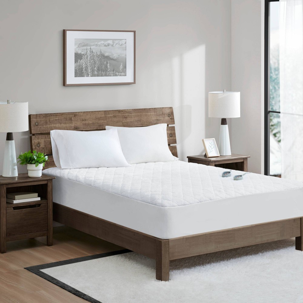 Twin Extra Long Electric Heated Faux Shearling Mattress Pad White - Woolrich: 5 Heat Settings, Microfiber, Machine Washable