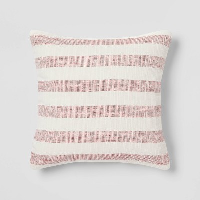 Woven Striped Square Throw Pillow Red/Ivory - Threshold™